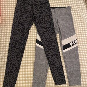 PINK Victoria's Secret Black Leopard and Gray Leggings ( sold together!)